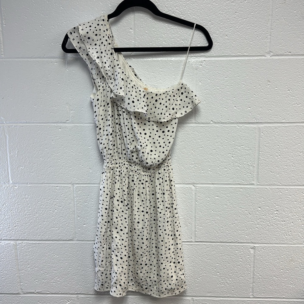 Chelsea & Violet Polka Dot Ruffled One Shoulder Sundress XS